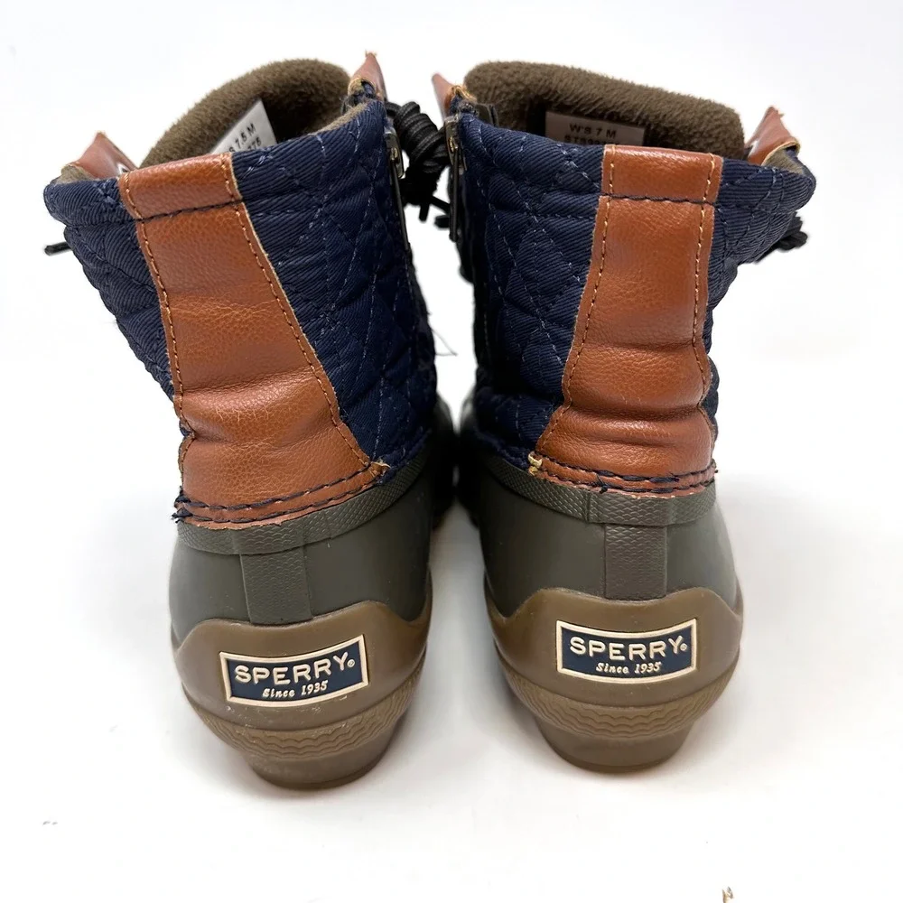 Sperry Saltwater Quilted Duck Boot Navy Size‎ 7